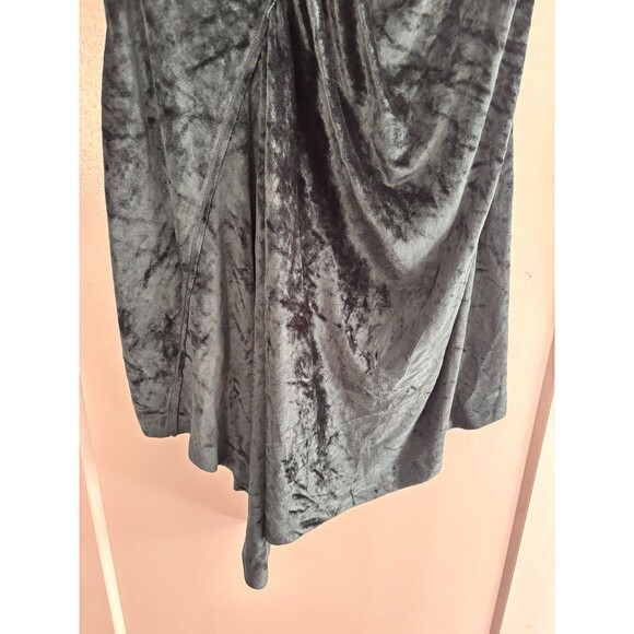 Crushed Forest Green Velour Asymmetric Ruched Draped Whimsigoth Maxi Skirt Sz L - Picture 3 of 10